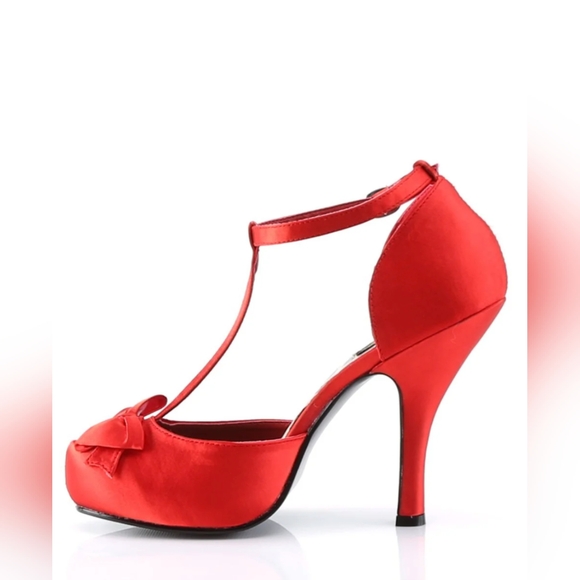 PINUP COUTURE CUTIEPIE-12 PUMP In Red and Leopard SZ 8 - Picture 3 of 5